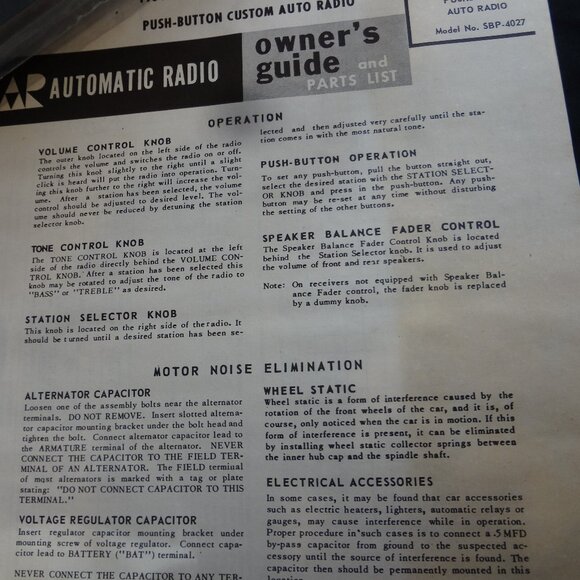 1964 BUICK Special AUTOMATIC RADIO All Transistor Push Button Radio Mo. SBP-4027 - Picture 7 of 8